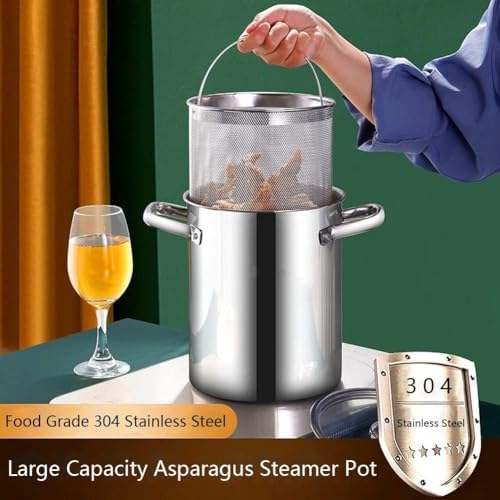4L Asparagus Steamer with Wire Basket and Glass Lid