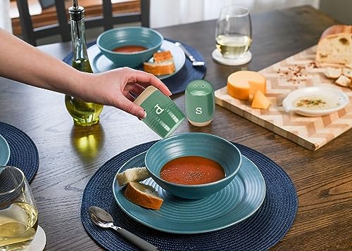 Raw Bottom Forest Green Ceramic Salt Pepper Shaker Set