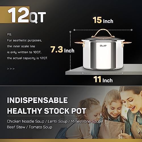 Ciwete 8 Quart 12 Quart Stock Pot Set