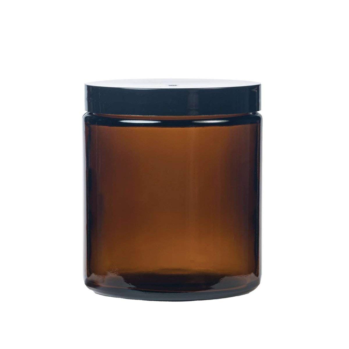 16 oz Amber Glass Jar with Black Cap