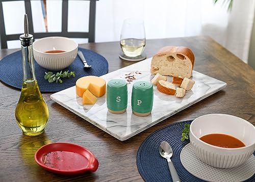 Raw Bottom Forest Green Ceramic Salt Pepper Shaker Set