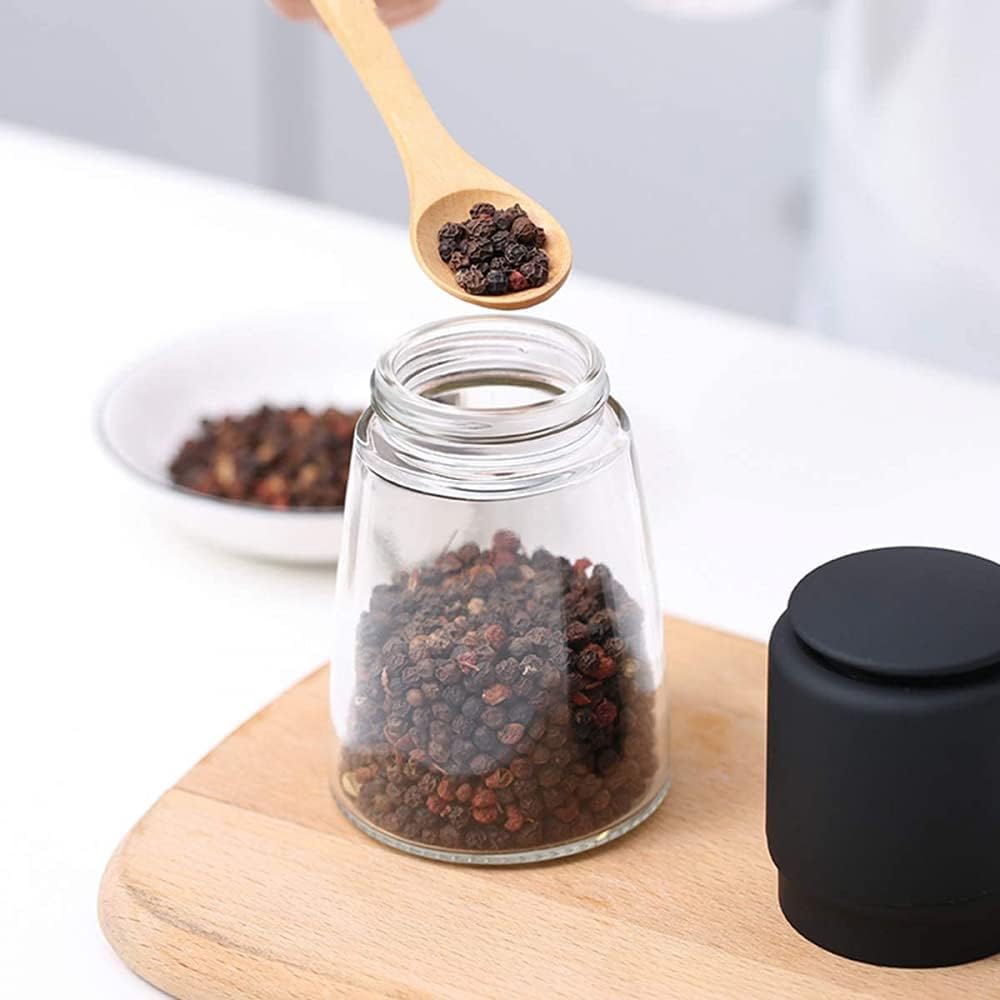 Adjustable Salt and Pepper Mill Set with Glass Bottle