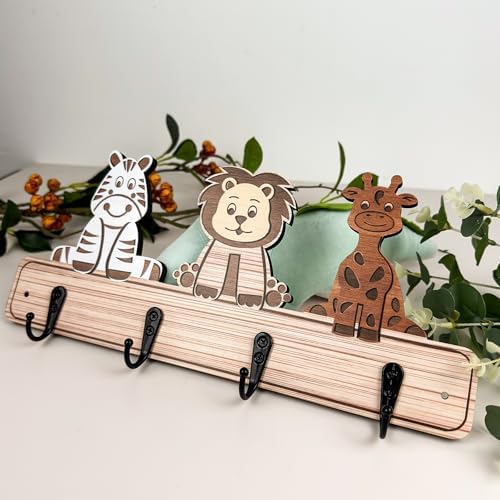 Kids Toddler Coat Hat Rack - 137 Long Wood Animal Hook Wall Mount