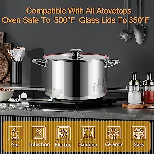 LEUGWAKN 8 Quart Stainless Steel Stock Pot With Lid