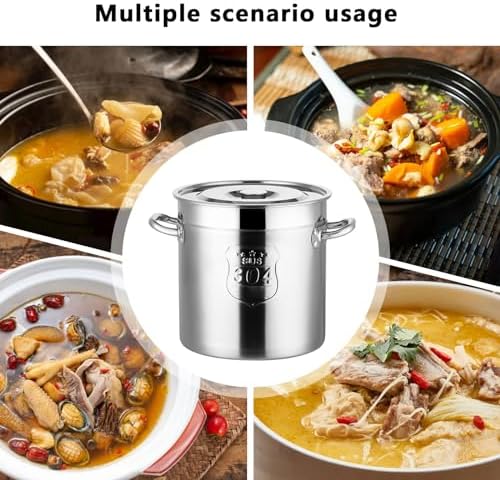 AIZYR 304 Stainless Steel Stockpot with Lid 6L