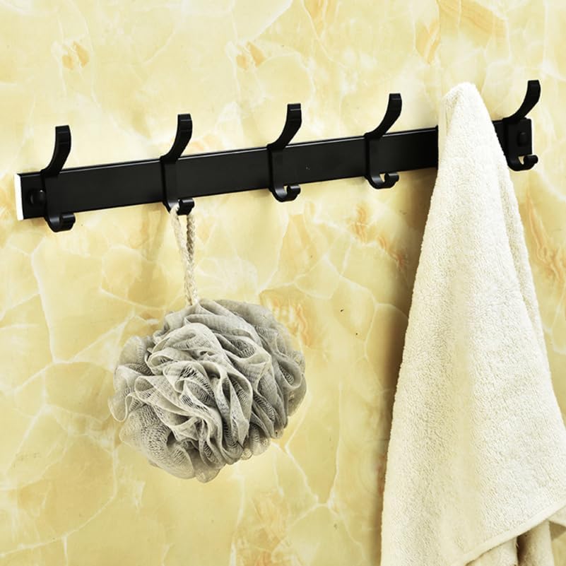 Ciieeo Wall Mounted 6 Peg Towel Rack Black