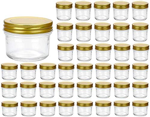 Encheng 4 oz Clear Glass Jars with Golden Lids 40 Pack 1