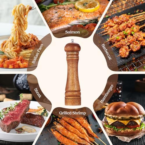 Perfekitsup Wood Pepper Grinder with Adjustable Coarseness