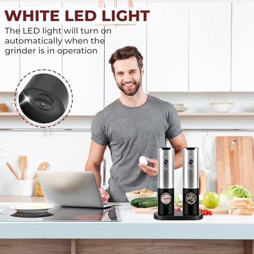 CHOPLIX USB Rechargeable Pepper Mill Set with LED Light