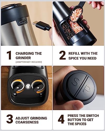 Sangcon 2 in 1 Electric Salt Pepper Grinder Set Shakers 1