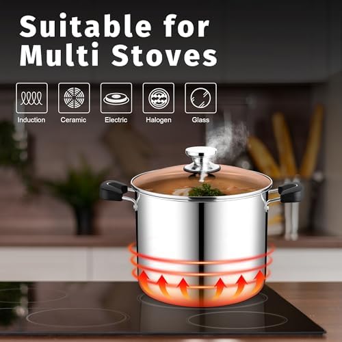 10 Quart 3-Ply Stainless Steel Stock Pot with Lid