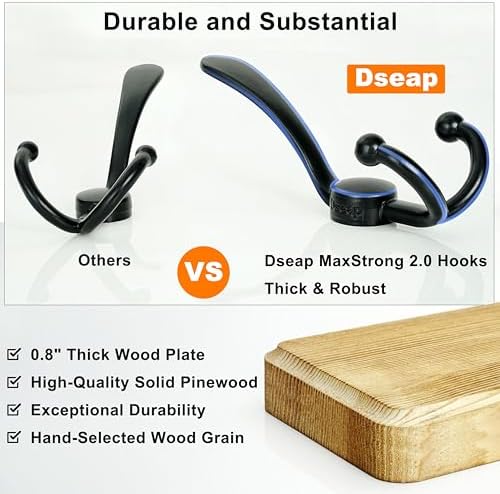 Dseap Wall Mounted Coat Rack 24 Long 6 Triple Hooks