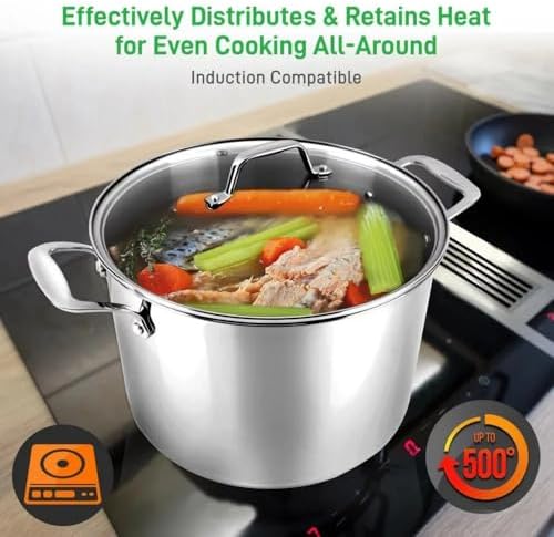 6 Quart Stainless Steel Stock Pot with See-Through Lid