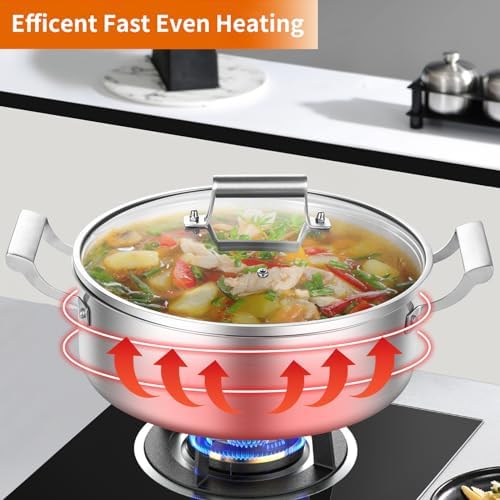 Delarlo 7QT Tri-Ply Stainless Steel Stockpot with Glass Lid