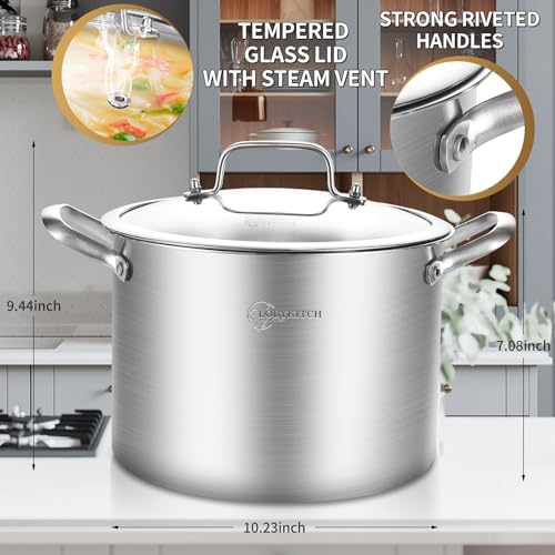 LOLYKITCH 8 Qt Tri-Ply Stainless Steel Stock Pot with Lid