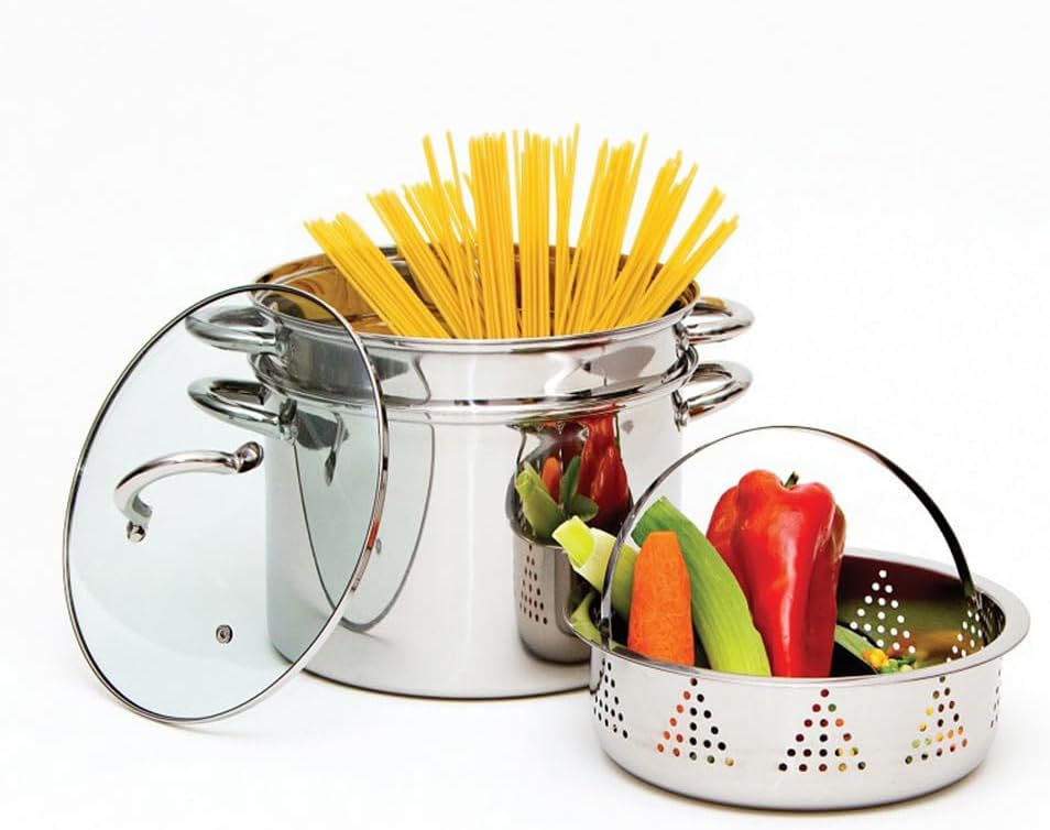 Xgxoz 4-Piece 8 Quart Stainless Steel Pasta Pots Set
