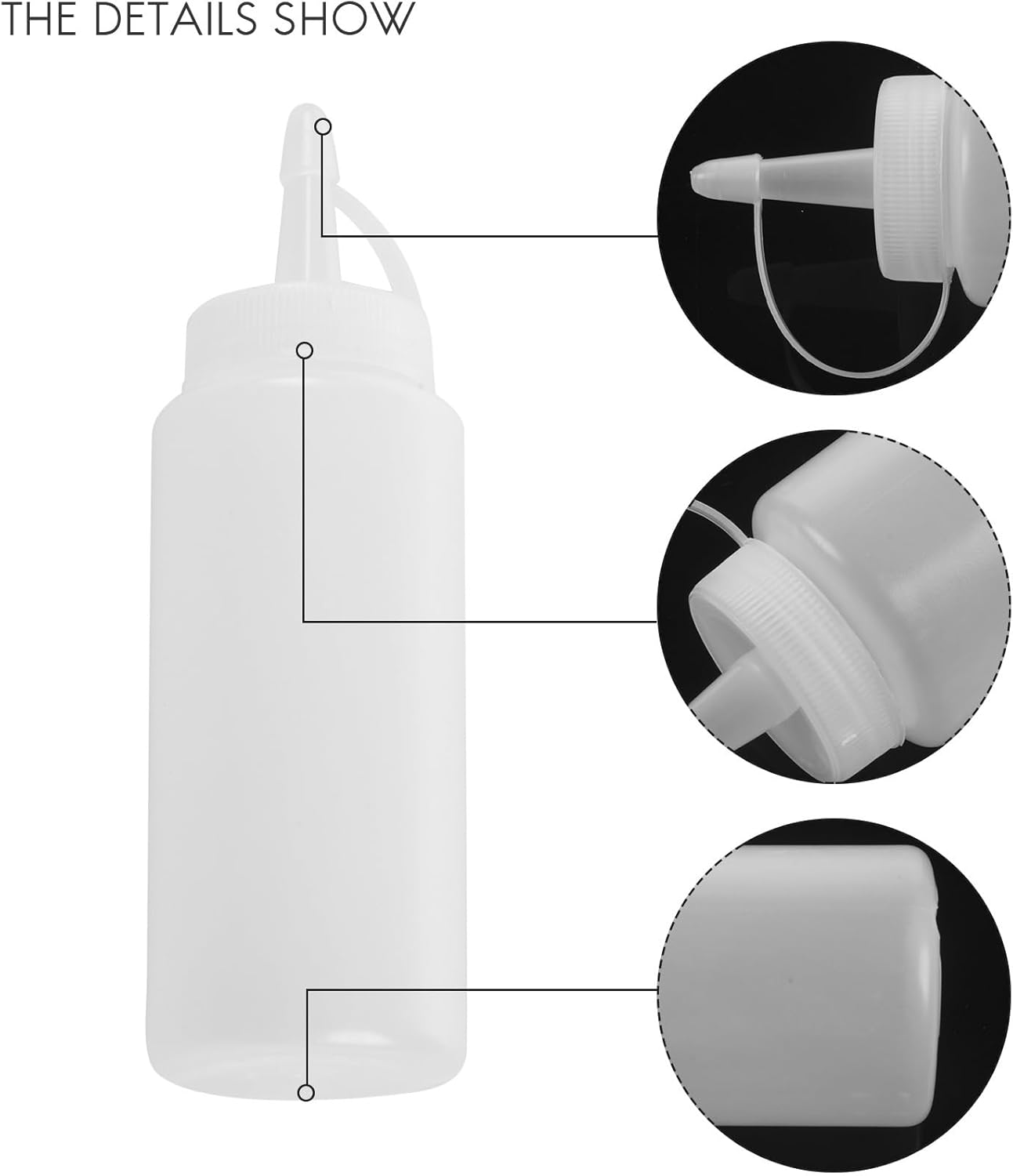 Plastic Squeeze Bottle Condiment Dispenser 6 Oz Clear White