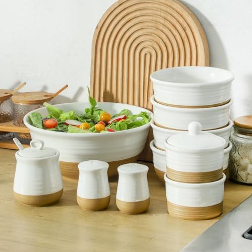 Tikooere Salt Pepper Shaker Set of 2 Ceramic Patchwork