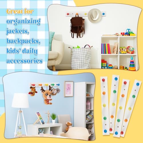 Maitys 4 Pcs Rainbow Kids Wall Coat Hooks