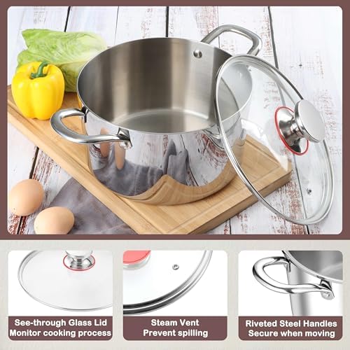 Herogo 4 Quart Stock Pot with Lid and Handles