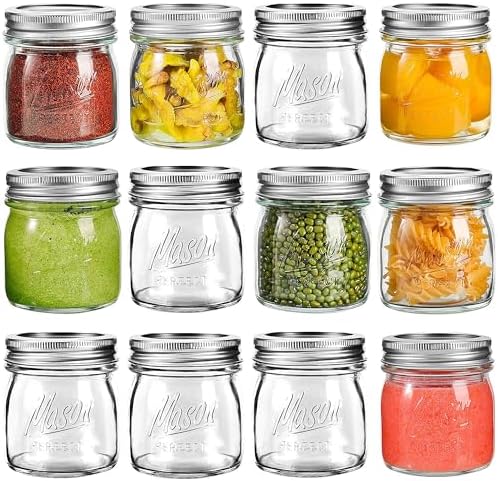 Tynatune 8 Oz Mason Jars 12 Pack with Lids and Bands