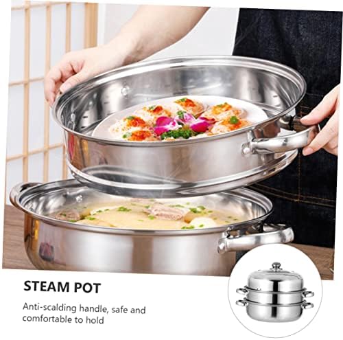IMIKEYA 28cm Stainless Steel Steaming Pot with High Lid 1