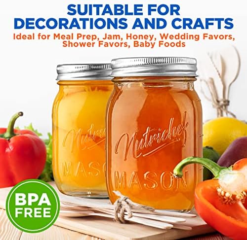 NutriChef 12-Pack 16 oz Mason Jars with Lids