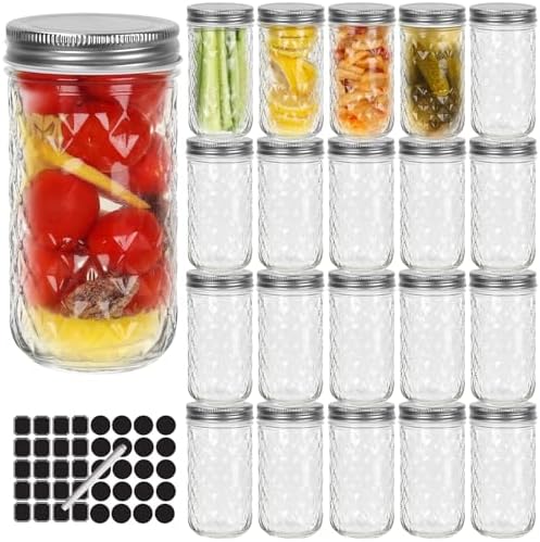 Keketin 12 oz Wide Mouth Mason Jars 20 Pack with Screw Lids