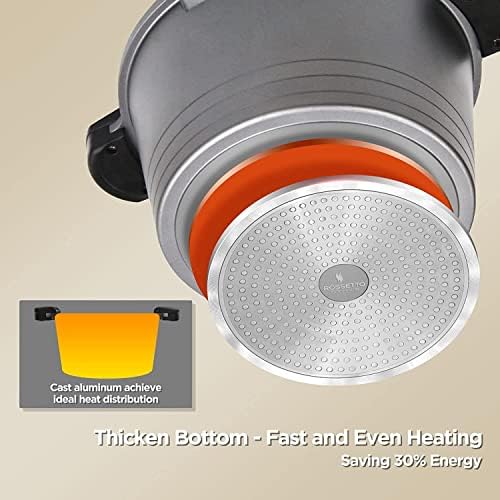 5 Quart Pasta Pot with Strainer Lid - PFOA Free Cast Aluminum Grey