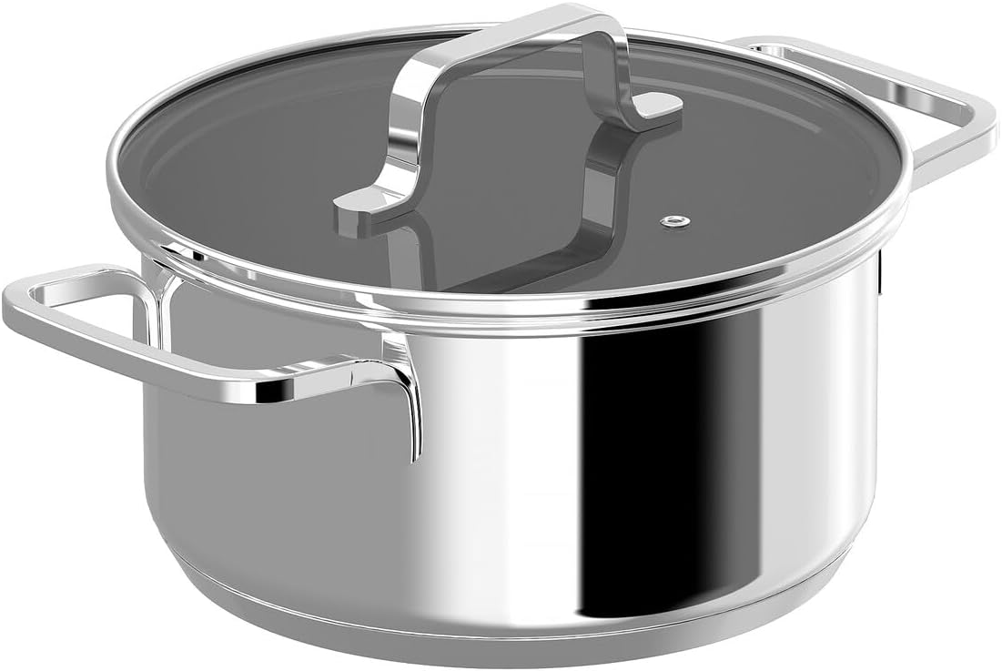 BergHOFF Helix 725in Stockpot 22qt Glass Lid Stainless Steel Induction