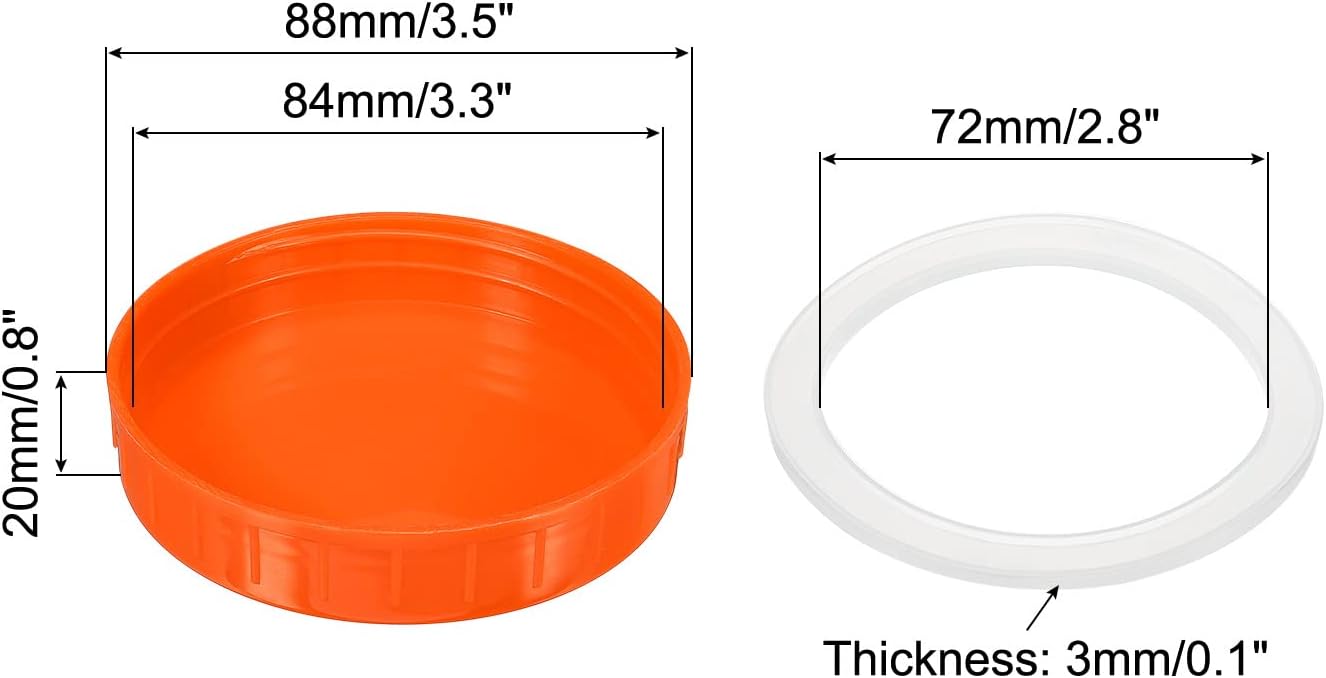 PATIKIL 86mm Wide Mouth Mason Jar Lids Orange 10-Pack Set