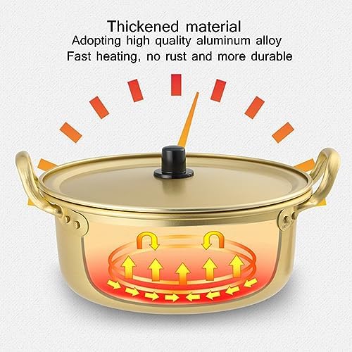 BINGWANG Ramen Cooking Pot 18cm Aluminum Stockpot with Lid and Double Handle