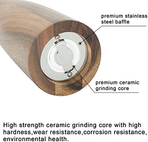 Zewellcuis Wood Salt Pepper Mill Set 2PCS