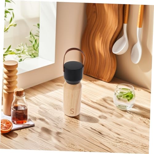 BRIGHTFUFU Manual Wooden Pepper Grinder with Black Cap 1