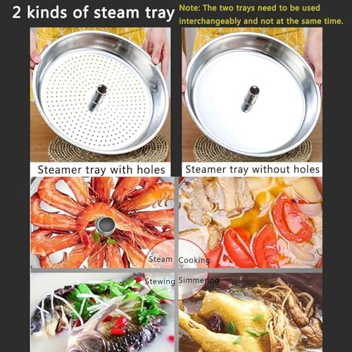LGEOELIAS Stainless Steel Seafood Steamer Pot 30-34cm with Basket and Lid