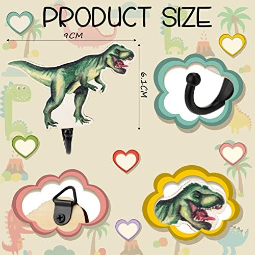 4 Pcs Dinosaur Wooden Wall Hooks for Kids Room