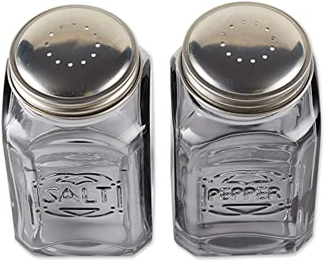 RSVP International Jumbo Retro Glass Salt Pepper Shaker Set 8 Oz 225x225x44 Gray