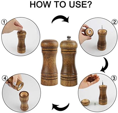 Uxcell Wooden Pepper Mill and Salt Shaker Set 1