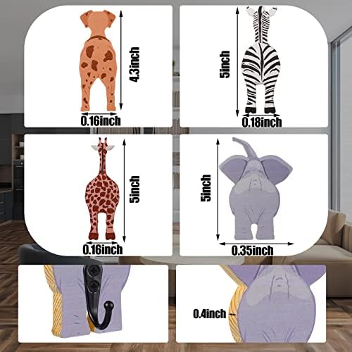 Qunclay 4 Pcs Safari Animal Wall Hooks Decorative