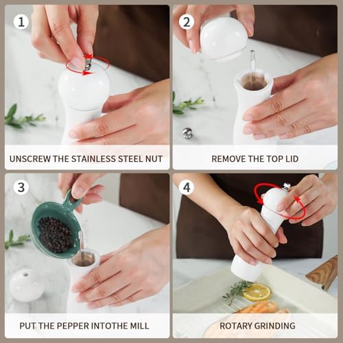 SHIKORI Wooden Salt and Pepper Mills Set with Adjustable Coarseness