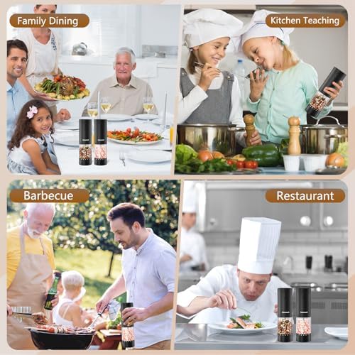 SAKAMOSH Electric Salt Pepper Set with Base 2 Pack