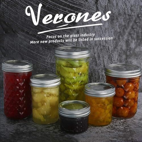 VERONES 12 OZ Mason Jars with Regular Lids 16 Pack