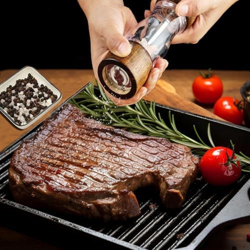 HONISOX Salt Pepper Grinder Set Wooden 6 Inch Adjustable Coarseness