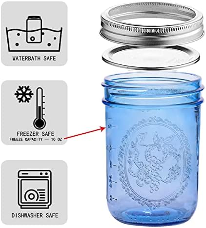 eleganttime 16 oz Blue Mason Jars 12 Pack with Lids 1