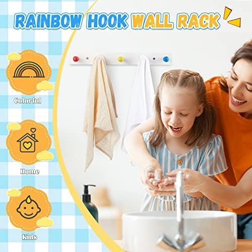 Yousoontic 2 Pcs Kids Rainbow Coat Hooks Wall Mount