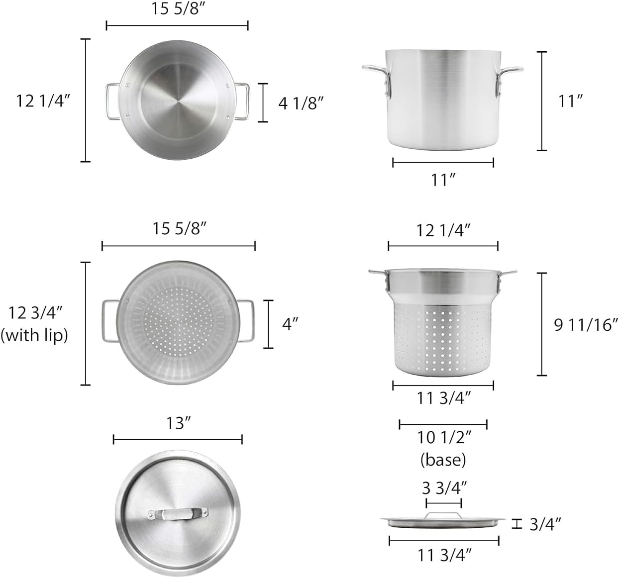 TrueCraftware 20 Qt Aluminum Pasta Cooker 3-Piece Set