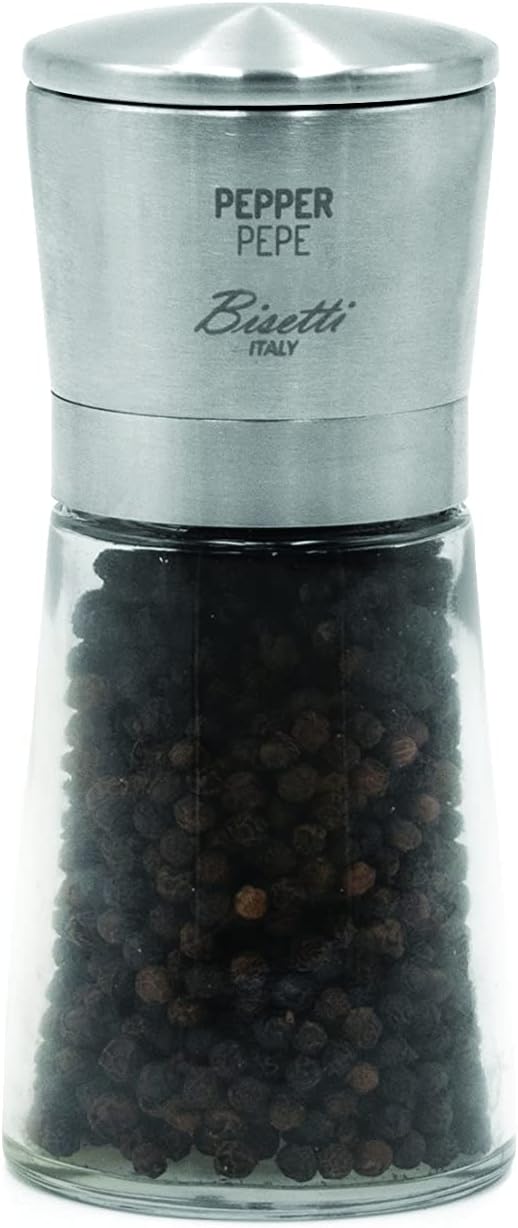 Bisetti La Spezia Glass Pepper Mill With Adjustable Grinder