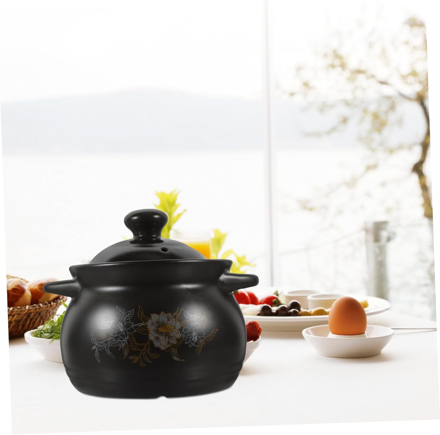 Hemoton Ceramic Stockpot 18L with Lid