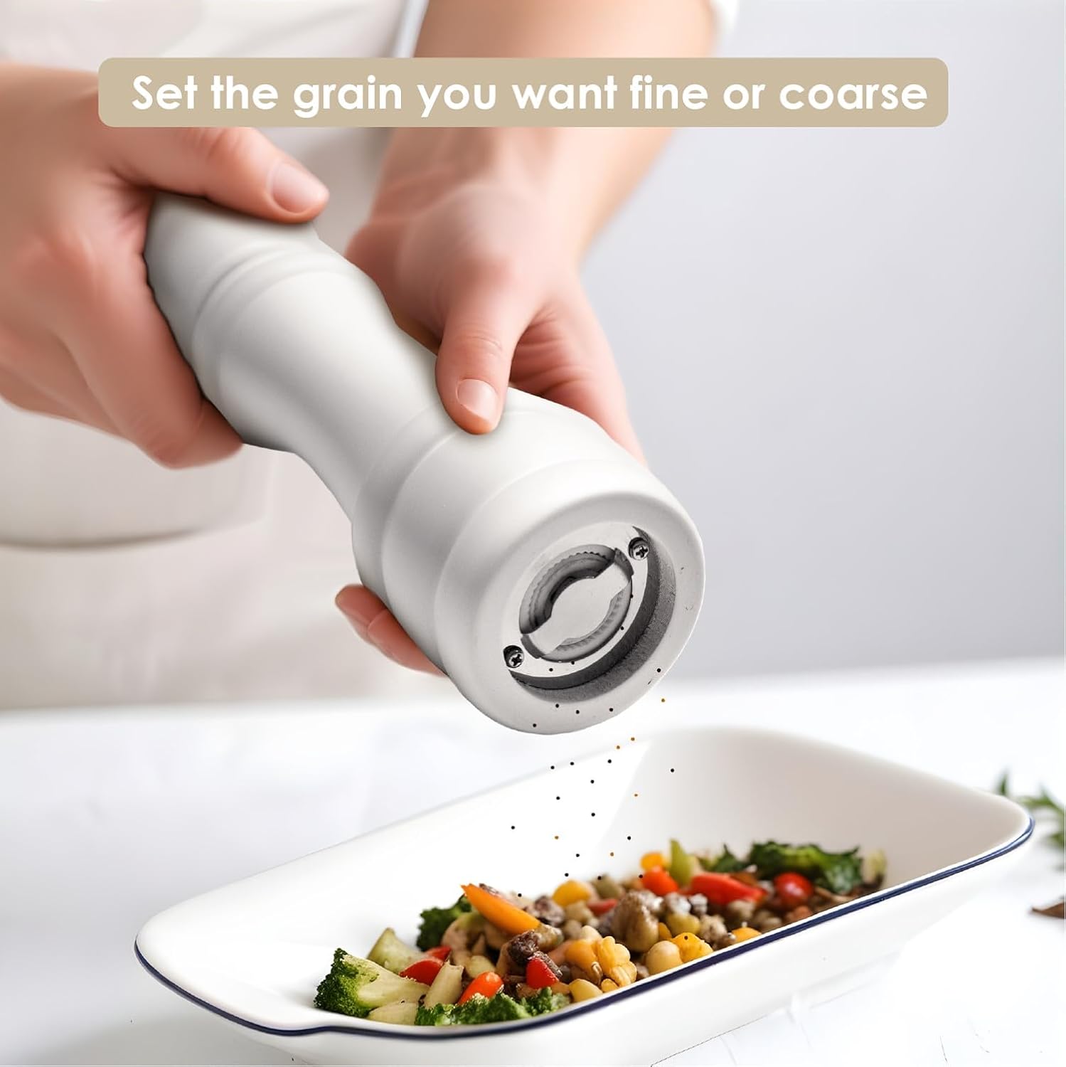 Premium Beech Wood Pepper Grinder with Stainless Steel Blade