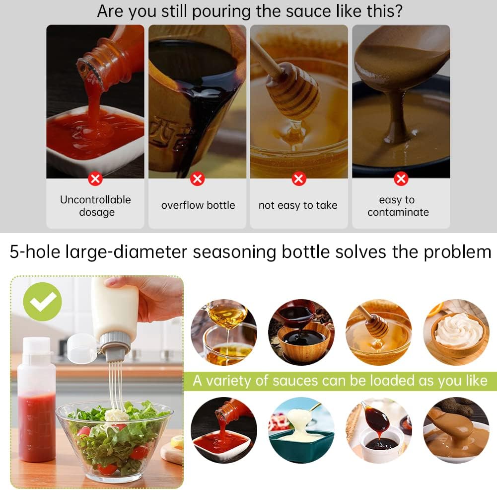 Katutude 5-Hole Condiment Squeeze Bottle 175ml with Leak Proof Cap